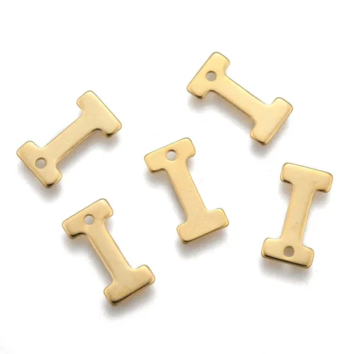 Gold letter I bead stainless steel warm gold plated identity inspiration initial alphabet charm jewellery making Australia