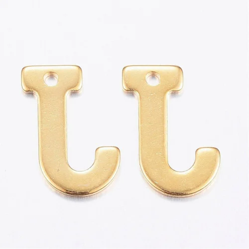 Gold letter J bead stainless steel warm gold plated joyful journey initial alphabet charm jewellery making Australia