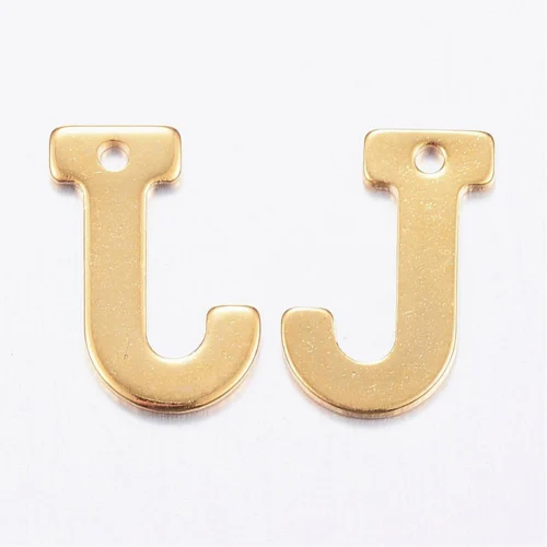 Gold alphabet J bead stainless steel warm gold plated joyful journey initial alphabet charm jewellery making Australia