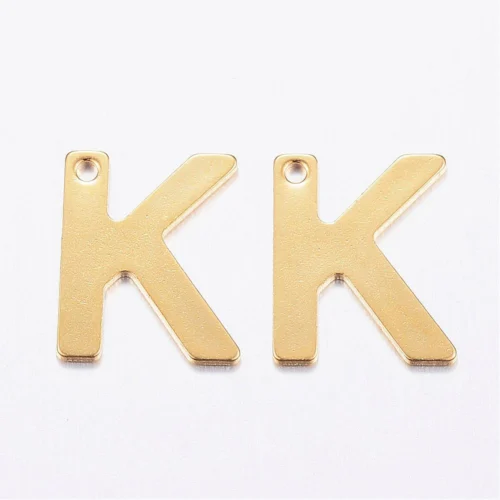 Gold letter K bead stainless steel warm gold plated karma kindness initial alphabet charm jewellery making Australia