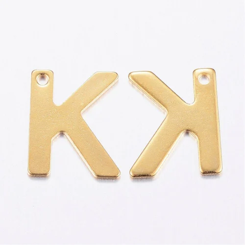 Gold letter K bead stainless steel warm gold plated karma kindness initial alphabet charm jewellery making Australia