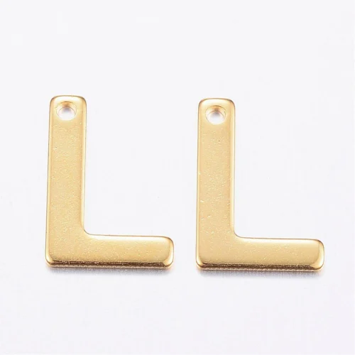 Gold initial L charm bead stainless steel warm gold plated love legacy initial alphabet charm necklace jewellery making Australia