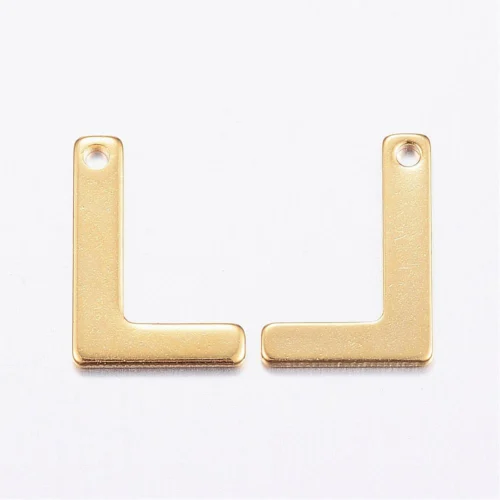 Gold letter L bead stainless steel warm gold plated love legacy initial alphabet charm necklace jewellery making Australia