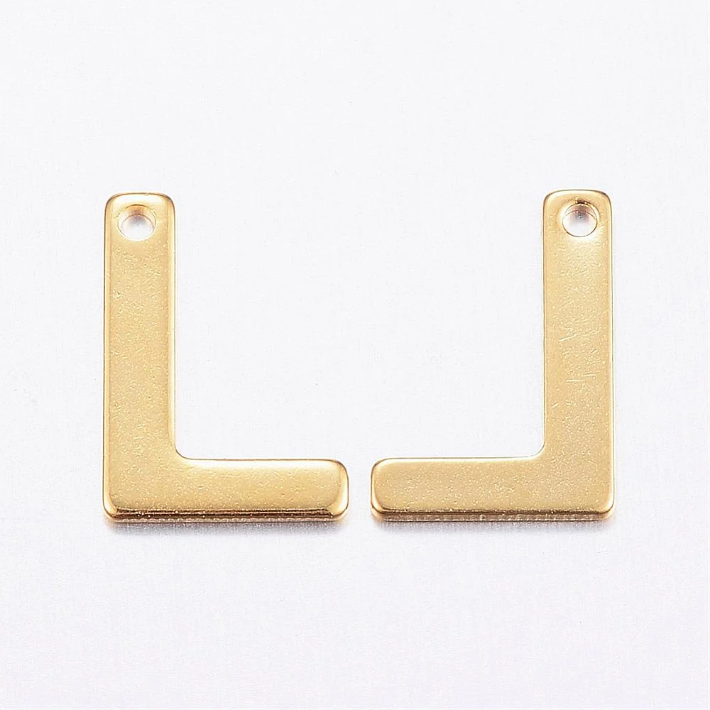 Gold letter L bead stainless steel warm gold plated love legacy initial alphabet charm necklace jewellery making Australia