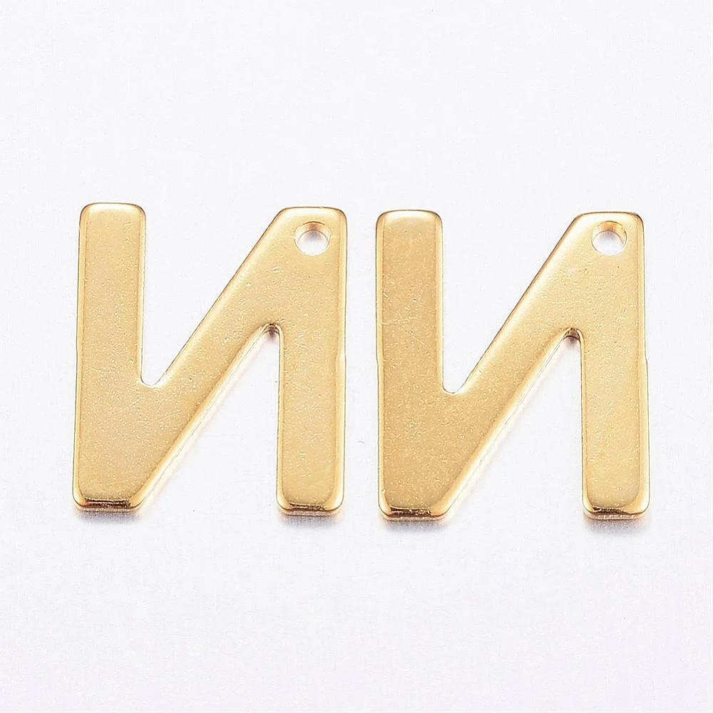 Gold alphabet N bead stainless steel warm gold plated noble new beginnings initial alphabet charm jewellery making Australia
