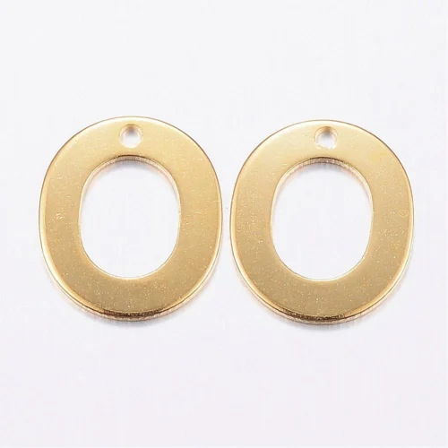 Gold letter O bead stainless steel warm gold plated opulent circular initial alphabet charm jewellery making Australia