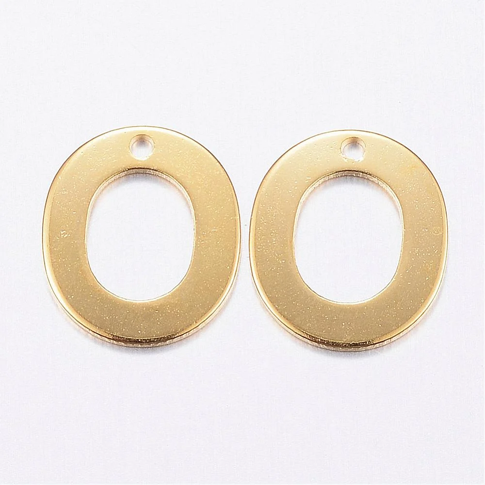 Gold letter O bead stainless steel warm gold plated opulent circular initial alphabet charm jewellery making Australia