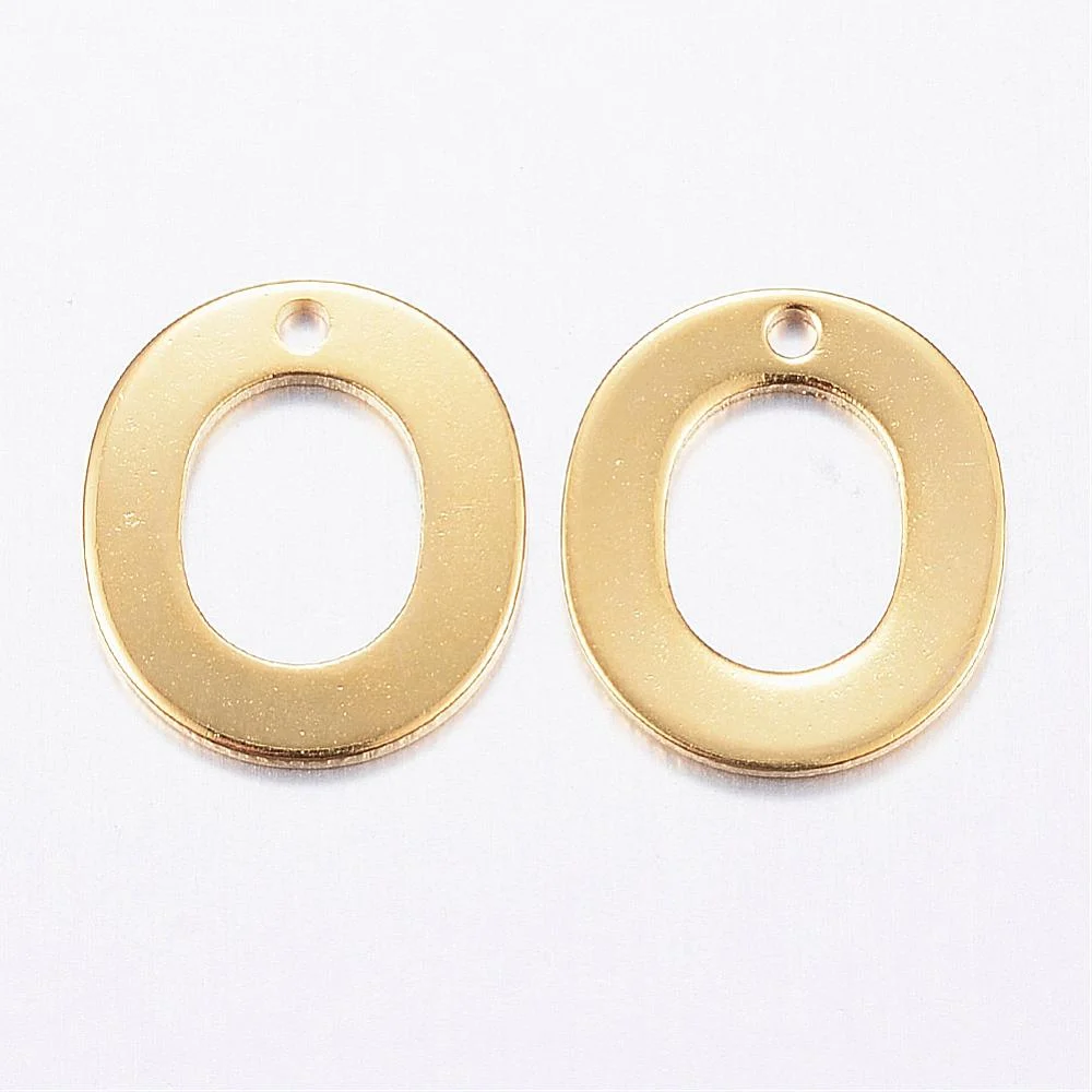 Gold letter O bead stainless steel warm gold plated opulent circular initial alphabet charm jewellery making Australia