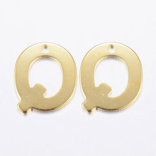 Gold letter Q bead stainless steel warm gold plated queen initial alphabet charm jewellery making Australia