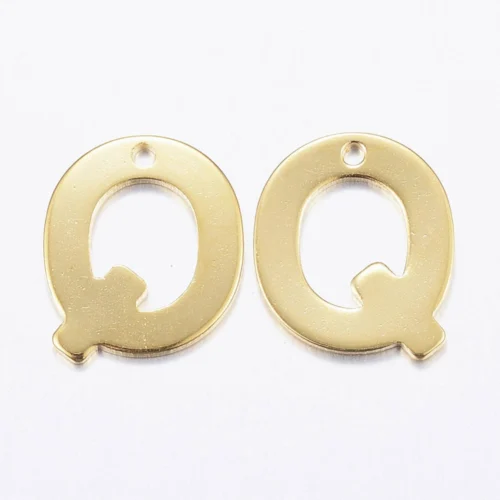 Gold letter Q bead stainless steel warm gold plated queen initial alphabet charm jewellery making Australia