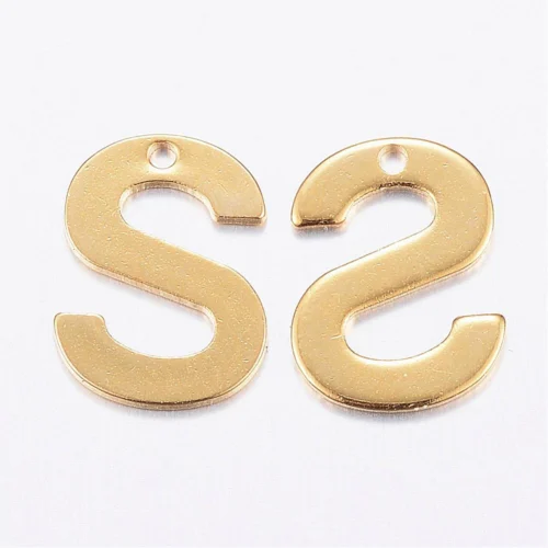 Gold letter S bead stainless steel warm gold plated sunshine strength initial alphabet charm jewellery making Australia