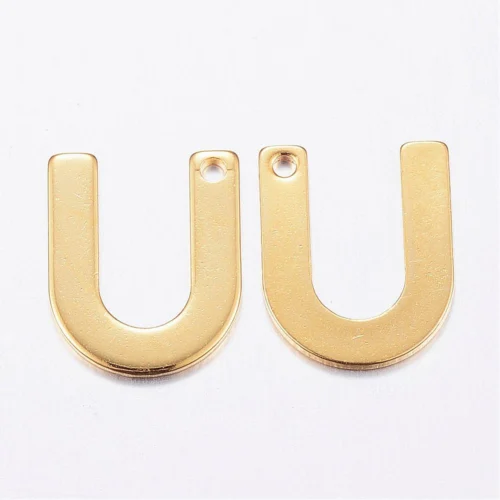 Gold letter U bead stainless steel warm gold plated unique unity initial alphabet charm jewellery making Australia